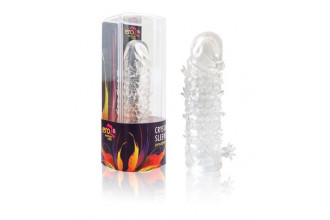 Закрытая прозрачная рельефная насадка Crystal sleeve - 13 см.