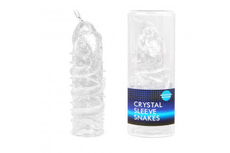 Закрытая рельефная насадка Crystal sleeve snakes в виде змеи с усиками - 14 см.