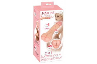 Телесная насадка-мастурбатор 2-in-1 Extension Masturbator - 21 см.