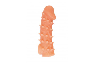 Телесная закрытая насадка с пупырышками Cock Sleeve 005 Size L - 17,6 см.