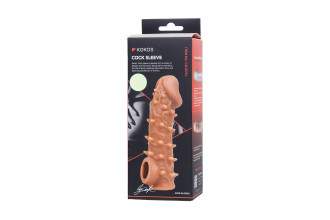 Телесная закрытая насадка с пупырышками Cock Sleeve 005 Size L - 17,6 см.