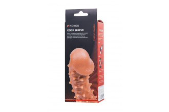 Телесная закрытая насадка с пупырышками Cock Sleeve 005 Size L - 17,6 см.