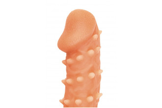 Телесная закрытая насадка с пупырышками Cock Sleeve 005 Size L - 17,6 см.