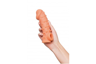 Телесная закрытая насадка с пупырышками Cock Sleeve 005 Size L - 17,6 см.