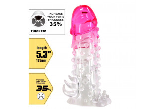 Прозрачно-розовая насадка на пенис Wilford - 13,5 см.