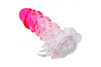 Прозрачно-розовая насадка на пенис Wilford - 13,5 см.