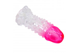 Прозрачно-розовая насадка на пенис Wilford - 13,5 см.