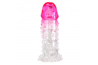 Прозрачно-розовая насадка на пенис Wilford - 13,5 см.