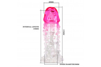 Прозрачно-розовая насадка на пенис Wilford - 13,5 см.