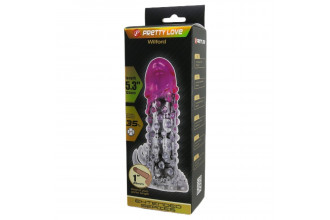 Прозрачно-розовая насадка на пенис Wilford - 13,5 см.