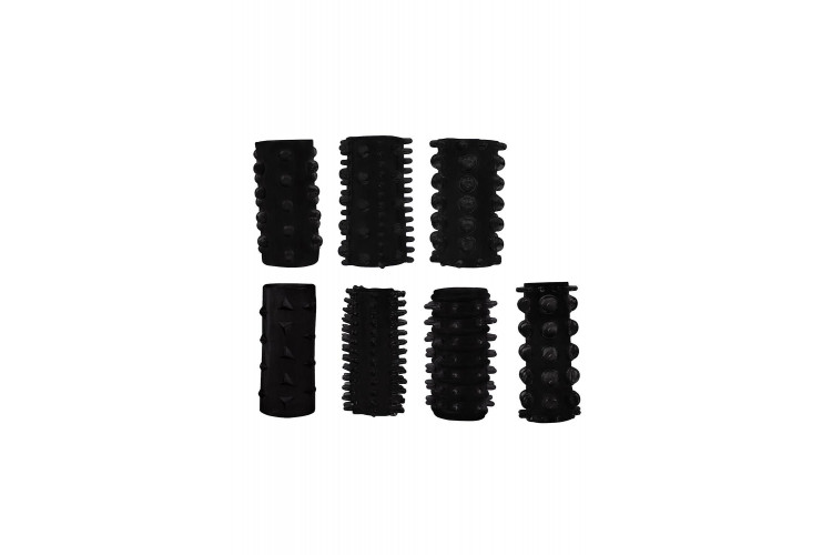 Набор из 7 черных насадок Penis Sleeves Set