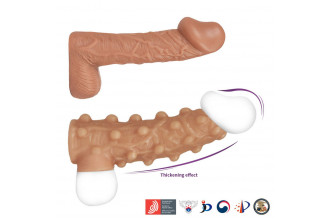 Телесная насадка с бугорками и открытой головкой Nude Sleeve M - 12 см.