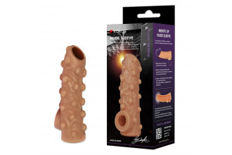 Телесная насадка с бугорками и открытой головкой Nude Sleeve M - 12 см.
