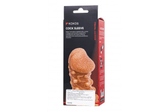 Телесная закрытая насадка с шариками Cock Sleeve 010 Size M - 15,6 см.