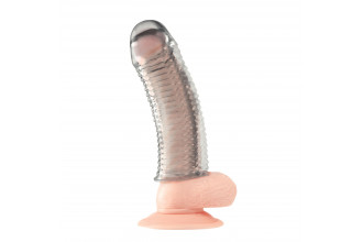 Текстурированная насадка на пенис Clear Textured Penis Enhancing Sleeve Extension - 16,5 см.
