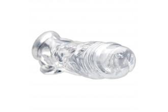 Прозрачная насадка для увеличения члена Realistic Clear Penis Enhancer and Ball Stretcher - 20,3 см.