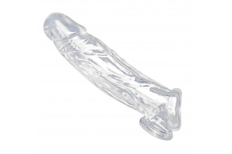 Прозрачная насадка для увеличения члена Realistic Clear Penis Enhancer and Ball Stretcher - 20,3 см.