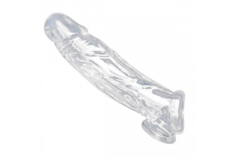 Прозрачная насадка для увеличения члена Realistic Clear Penis Enhancer and Ball Stretcher - 20,3 см.