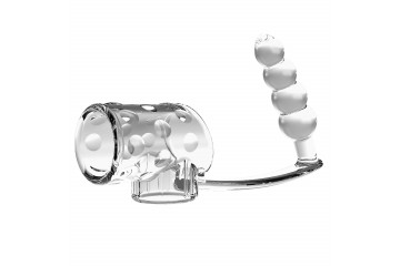 Прозрачная насадка на пенис и мошонку с анальным стимулятором Rilley