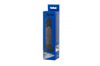 Чёрная насадка на пенис XLover c подхватом - 19,5 см.