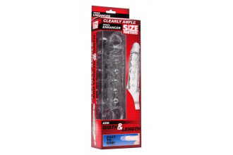 Прозразная закрытая насадка на пенис с поддержкой мошонки Clearly Ample Penis Enhancer - 22 см.