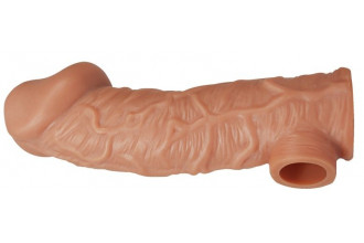Телесная насадка на фаллос с отверстием для мошонки Cock Sleeve 001 Size L - 17,6 см.