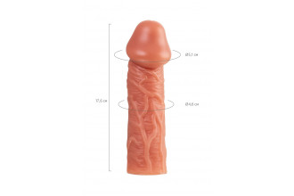 Телесная насадка на фаллос с отверстием для мошонки Cock Sleeve 001 Size L - 17,6 см.
