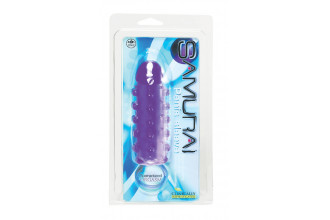 Закрытая фиолетовая насадка с пупырышками SAMURAI PENIS SLEEVE PURPLE - 14,5 см.