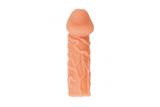Телесная закрытая насадка с венками Cock Sleeve 006 Size L - 17,6 см.