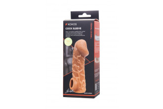 Телесная закрытая насадка с венками Cock Sleeve 006 Size L - 17,6 см.