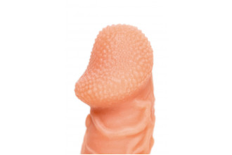 Телесная закрытая насадка с венками Cock Sleeve 006 Size L - 17,6 см.