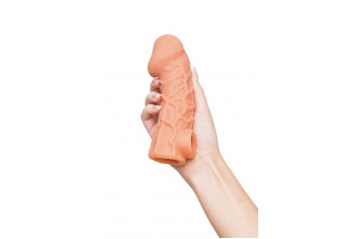 Телесная закрытая насадка с венками Cock Sleeve 006 Size L - 17,6 см.
