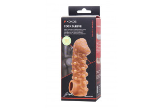 Телесная закрытая насадка с шариками Cock Sleeve 010 Size L - 17,6 см.