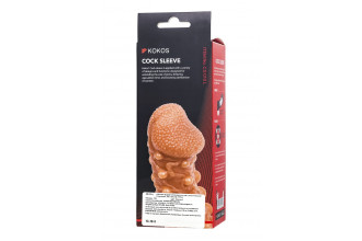 Телесная закрытая насадка с шариками Cock Sleeve 010 Size L - 17,6 см.