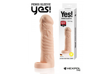 Телесная насадка-удлинитель со вставкой M-размера - 16 см.