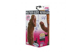 Коричневая насадка на пенис Wolftooth Sleeve - 13 см.