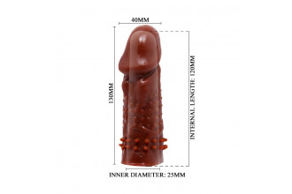 Коричневая насадка на пенис Wolftooth Sleeve - 13 см.