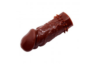 Коричневая насадка на пенис Wolftooth Sleeve - 13 см.