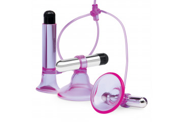 Фиолетовая вибропомпа для клитора и сосков Vibrating Nipple Suckers with Clitoral Pump and Quick Release