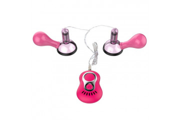 Розовые присоски-вибромассажеры для сосков