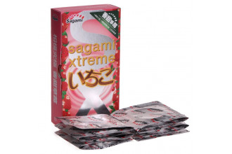 Презервативы Sagami Xtreme Strawberry c ароматом клубники - 10 шт.
