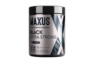 Черные утолщенные презервативы MAXUS Extra Strong с железным кейсом - 15 шт.