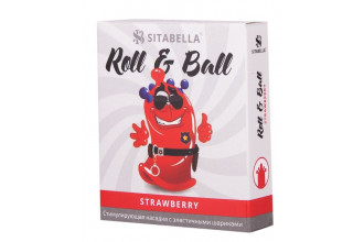 Стимулирующий презерватив-насадка Roll & Ball Strawberry