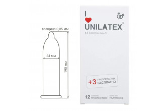 Ультратонкие презервативы Unilatex Ultra Thin - 12 шт. + 3 шт. в подарок