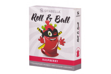 Стимулирующий презерватив-насадка Roll & Ball Raspberry