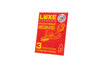 Презервативы с клубничным ароматом «Красноголовый мексиканец» - 3 шт.