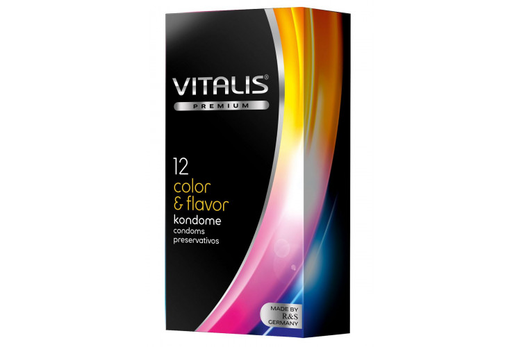 Цветные ароматизированные презервативы VITALIS PREMIUM color & flavor - 12 шт.