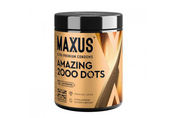 Точечные презервативы MAXUS 2000 Amazing Dots с железным кейсом - 12 шт.