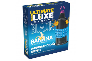 Черный стимулирующий презерватив «Африканский круиз» с ароматом банана - 1 шт.