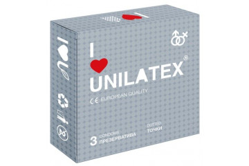 Презервативы с точками Unilatex Dotted - 3 шт.